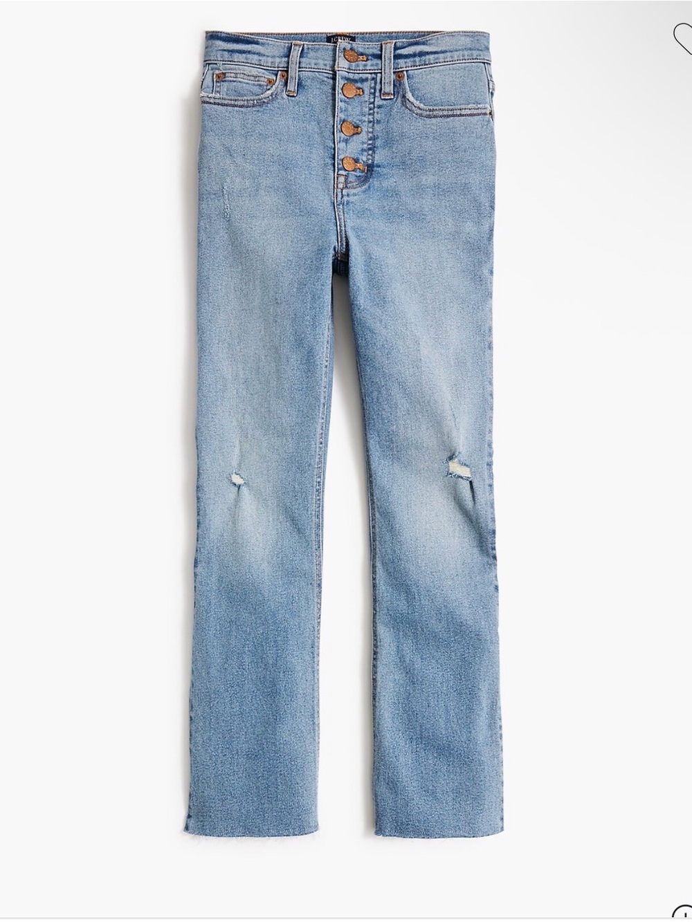 J. Crew Factory Light Blue High-Rise Cropped Straight Jeans with Button-Fly
